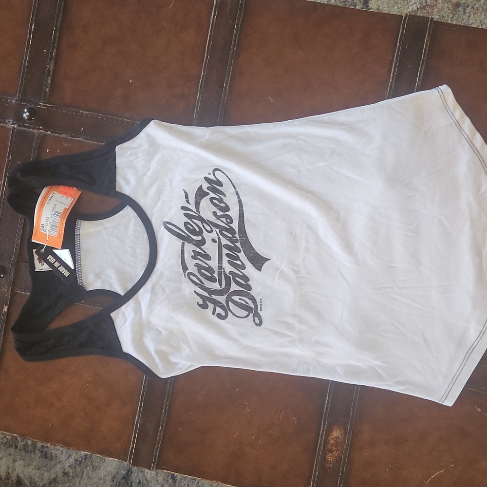 Harley-Davidson White and Black Logo Racerback Tank Top